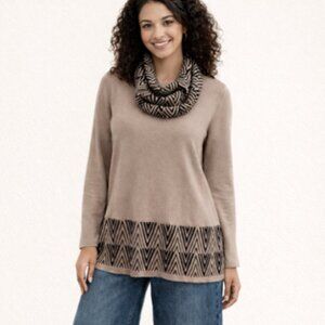 Kim Rodgers women's knit tunic with neck wrap size S Taupe